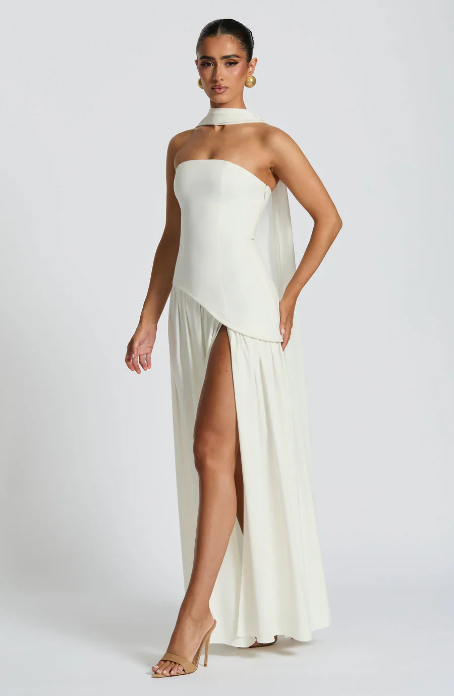 MIRELLE | Robe bustier asymétrique fendue