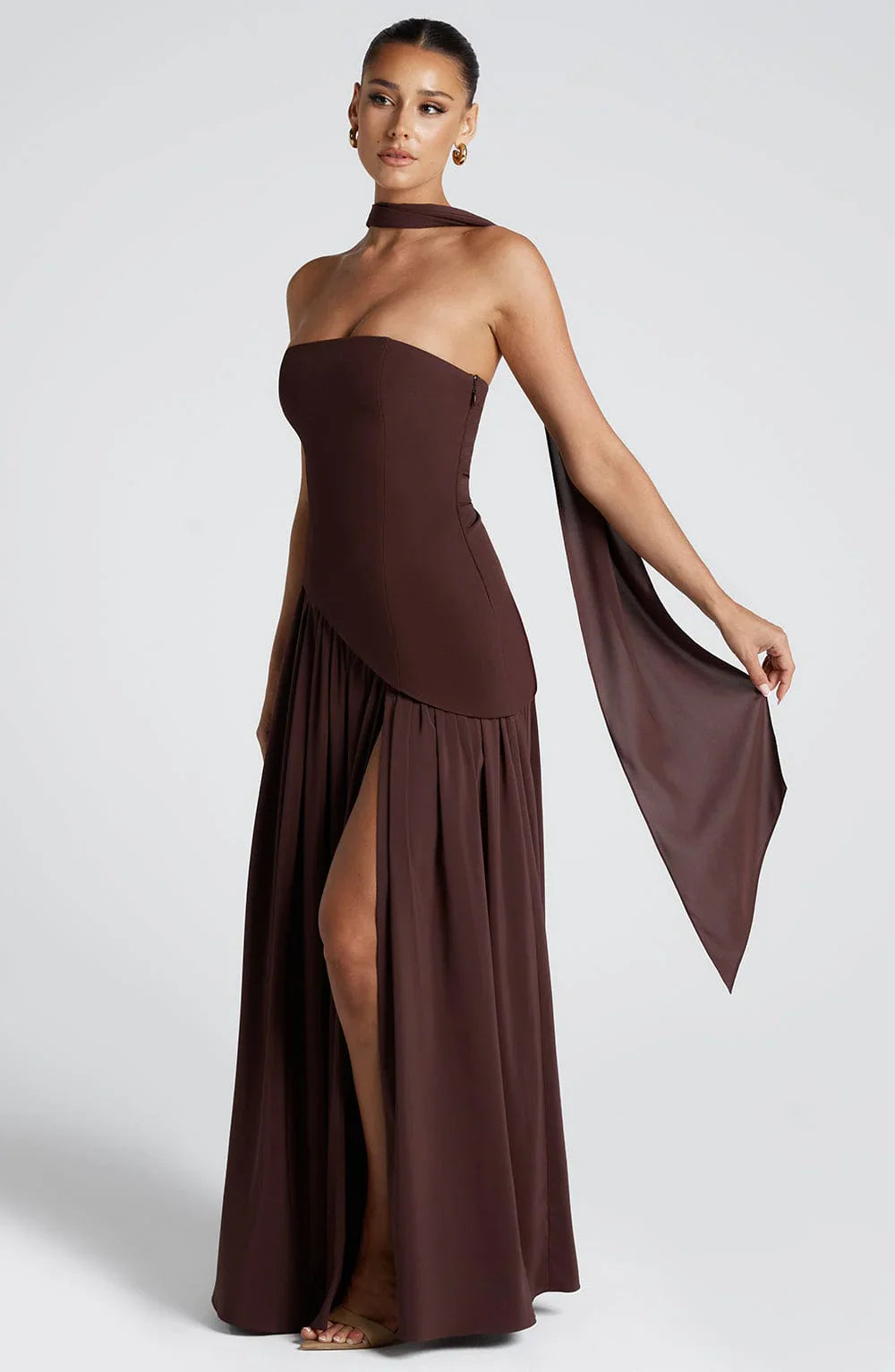 MIRELLE | Robe bustier asymétrique fendue