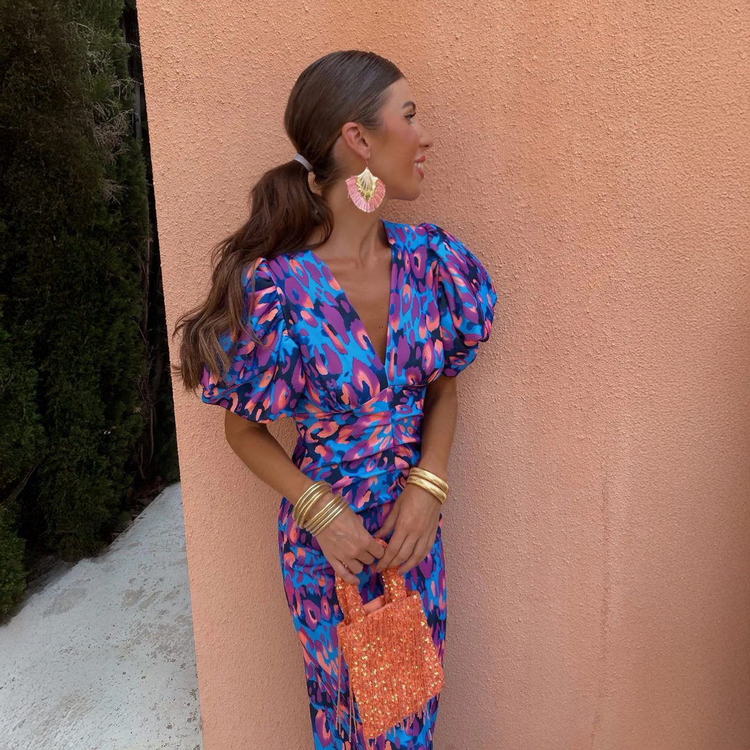 ANAÏS | Robe colorée à manches plissées