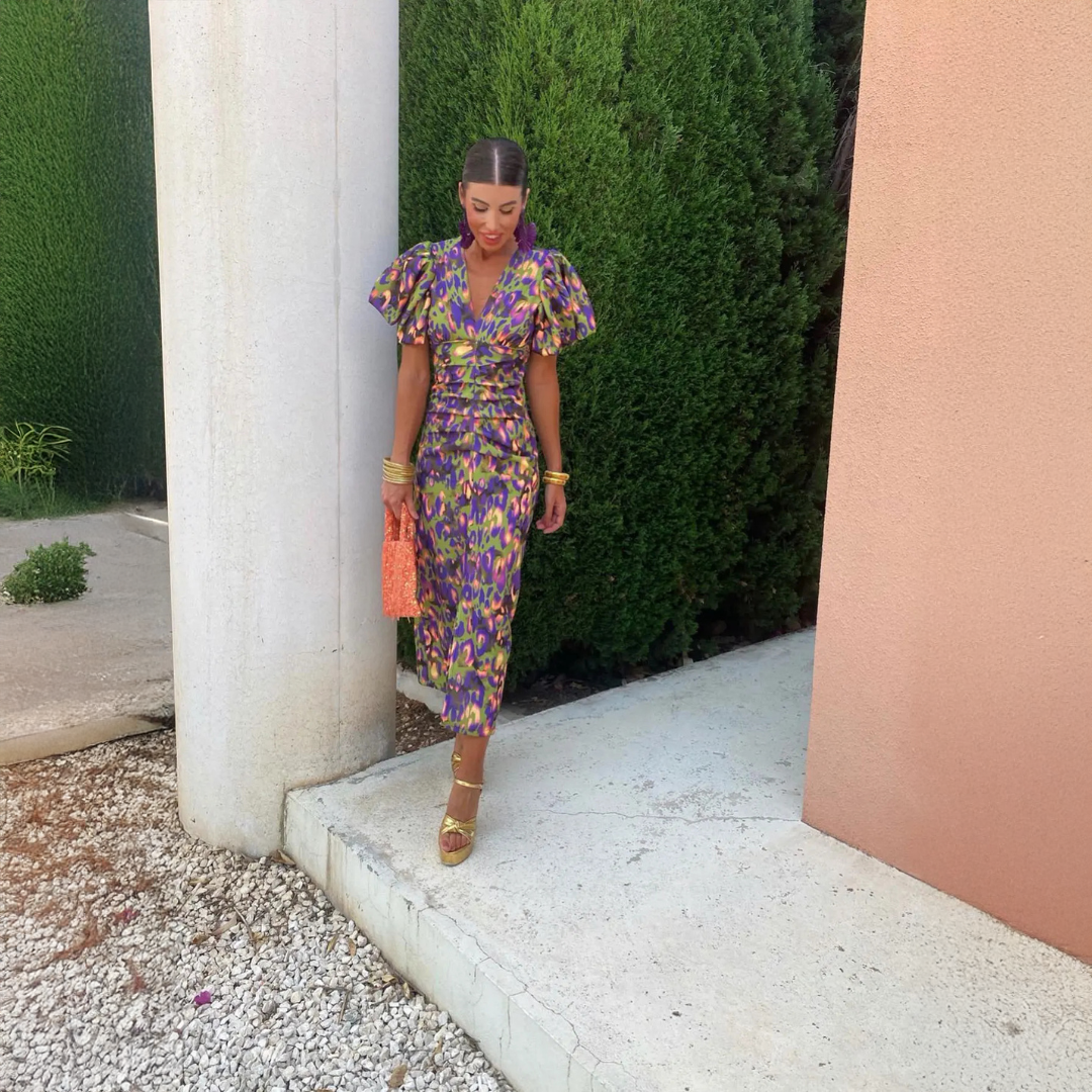 ANAÏS | Robe colorée à manches plissées