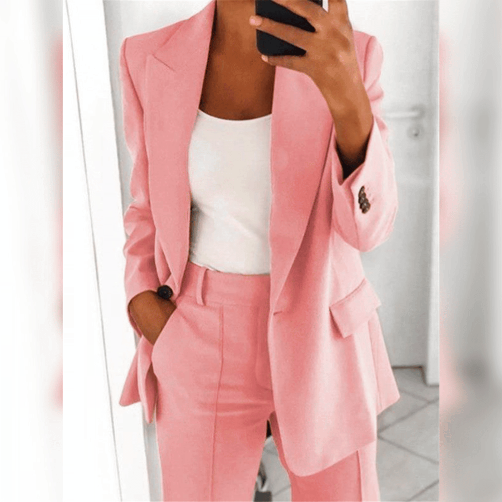 ÉVANA | Tailleur bleu poudre 2 pièces