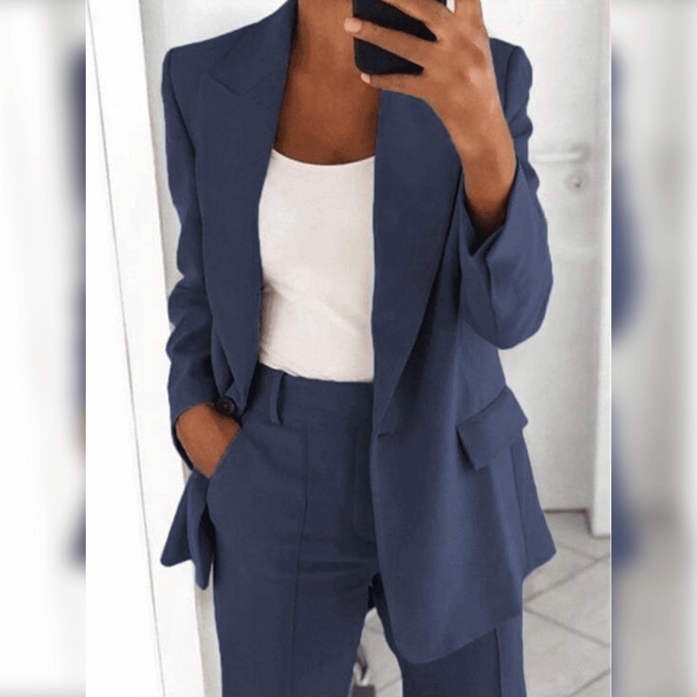 ÉVANA | Tailleur bleu poudre 2 pièces