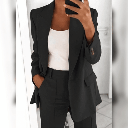 ÉVANA | Tailleur bleu poudre 2 pièces