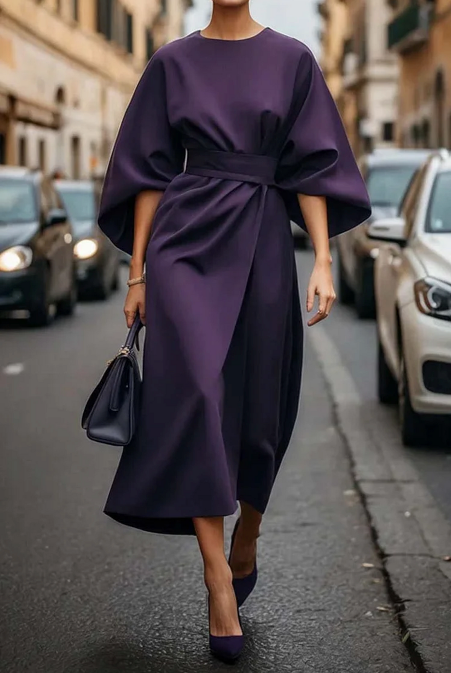 ÉNORA | Robe Élégante avec Manches Bouffantes