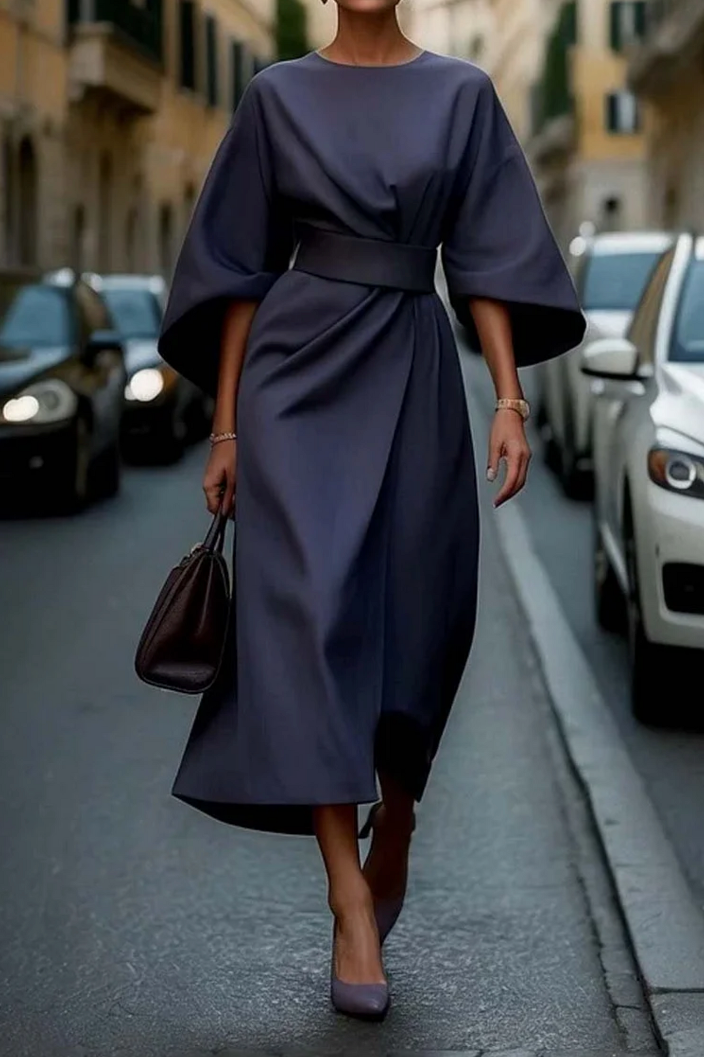 ÉNORA | Robe Élégante avec Manches Bouffantes