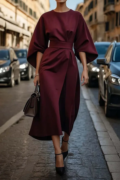 ÉNORA | Robe Élégante avec Manches Bouffantes