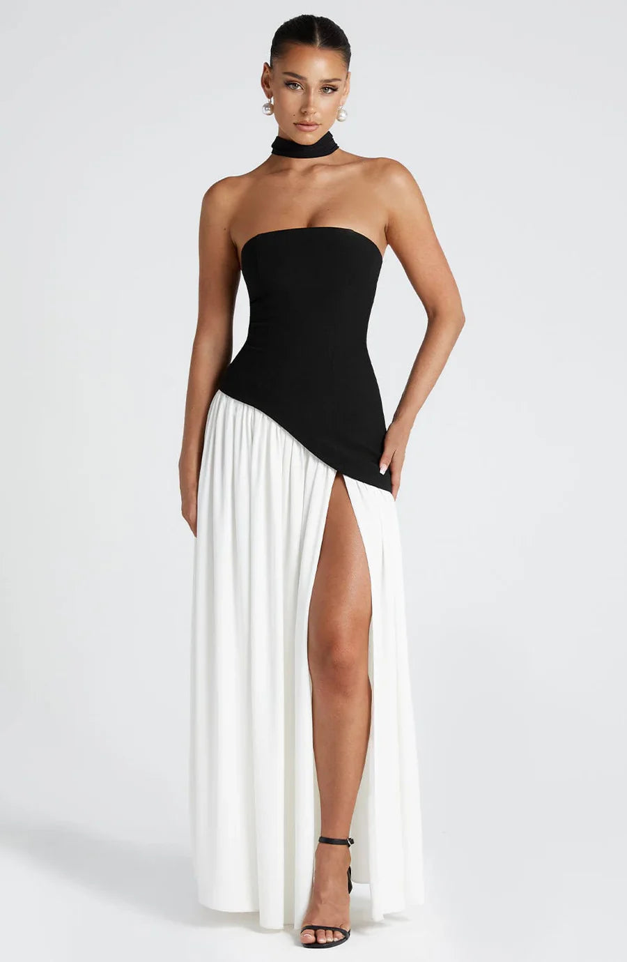 MIRELLE | Robe bustier asymétrique fendue