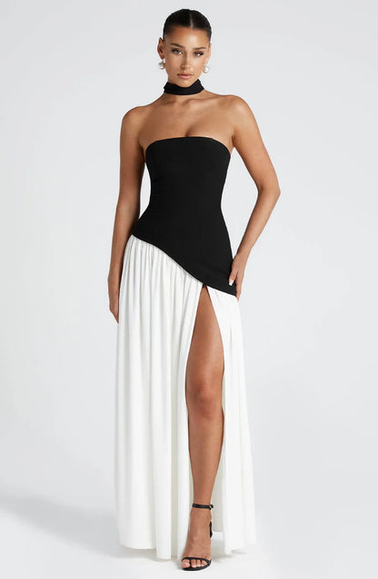 MIRELLE | Robe bustier asymétrique fendue