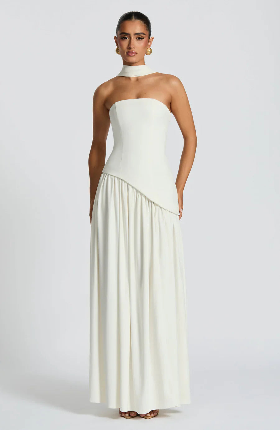 MIRELLE | Robe bustier asymétrique fendue
