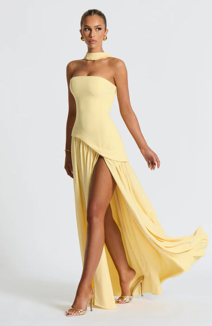 MIRELLE | Robe bustier asymétrique fendue