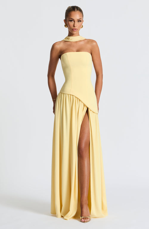 MIRELLE | Robe bustier asymétrique fendue