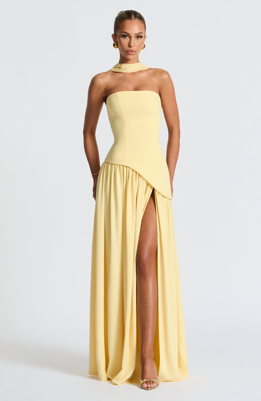 MIRELLE | Robe bustier asymétrique fendue